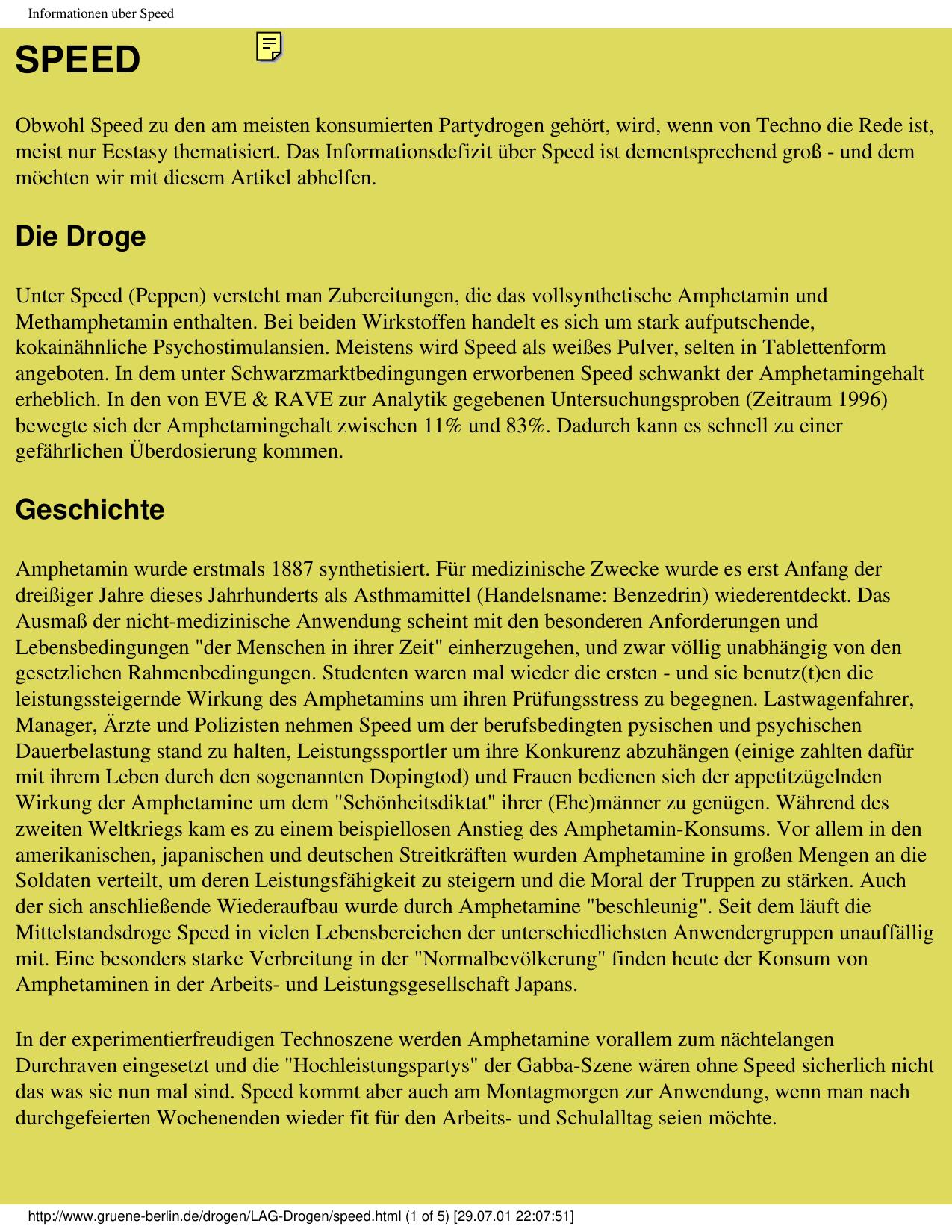 Informationen über Speed