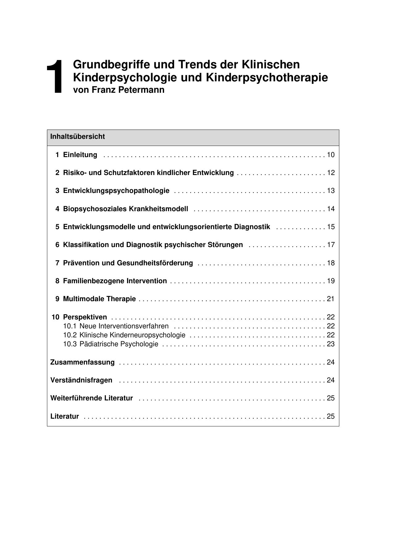 F. Petermann (Hrsg.): Lehrbuch der Klinischen Kinderpsychologie und -psychiatrie