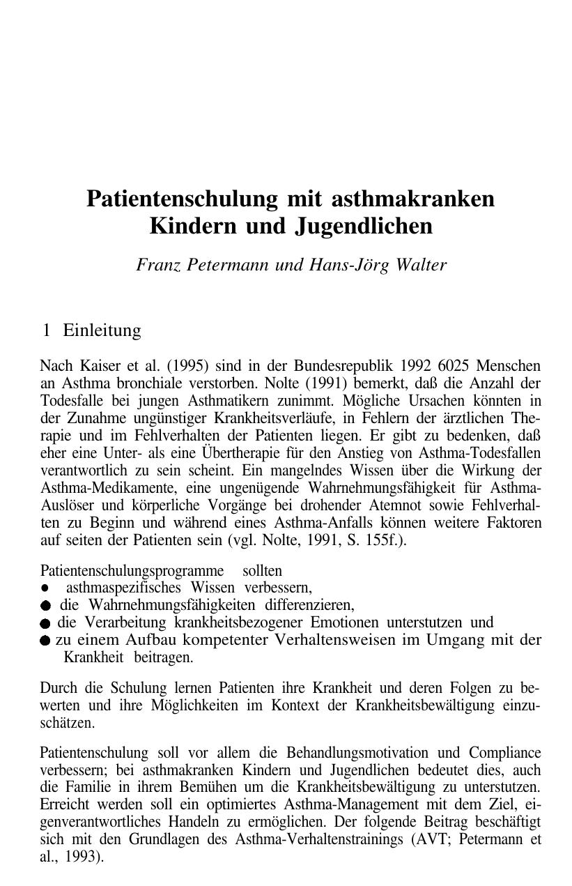 F. Petermann (Hrsg.): Patientenschulung und Patientenberatung