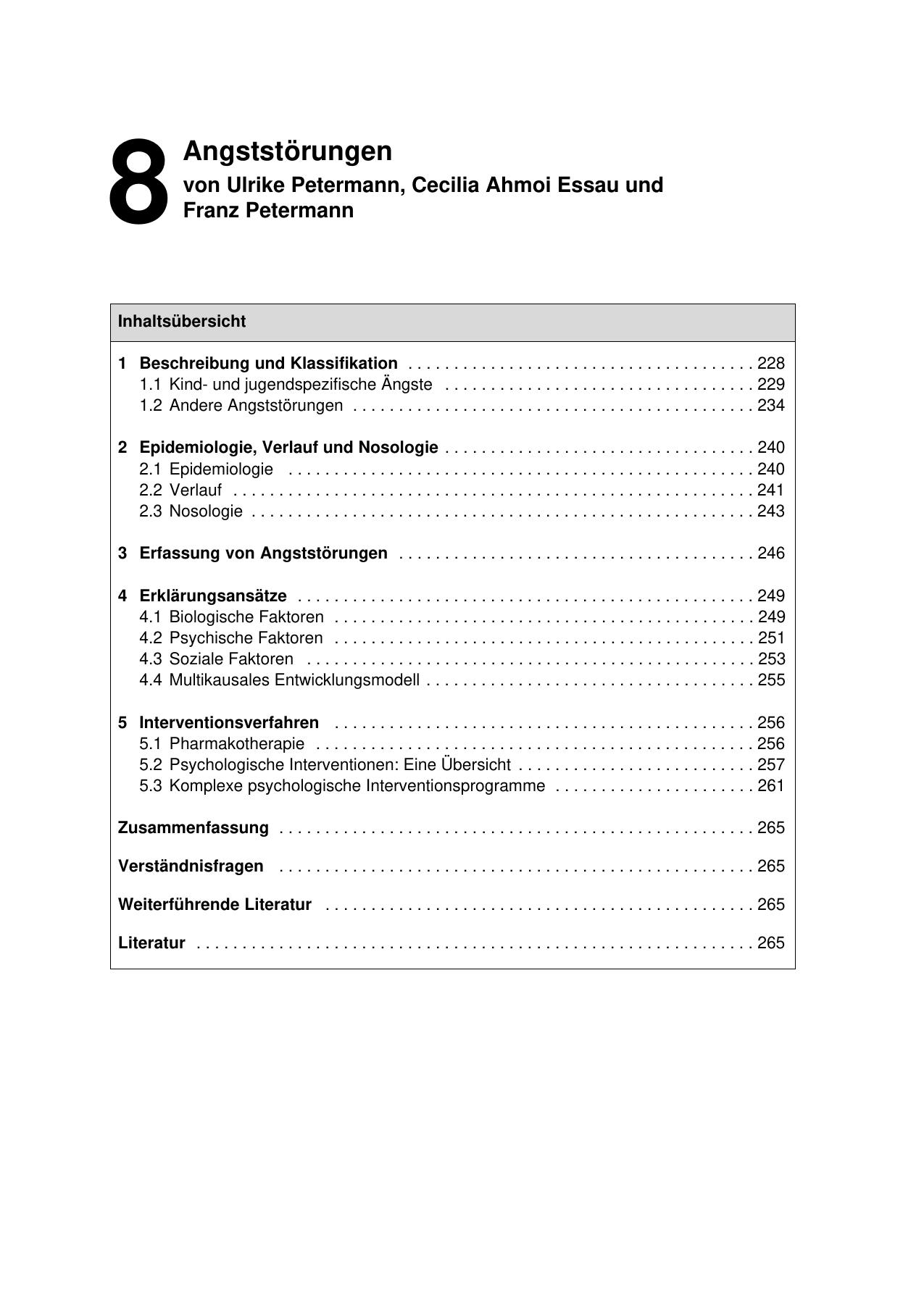 F. Petermann (Hrsg.): Lehrbuch der Klinischen Kinderpsychologie und -psychiatrie