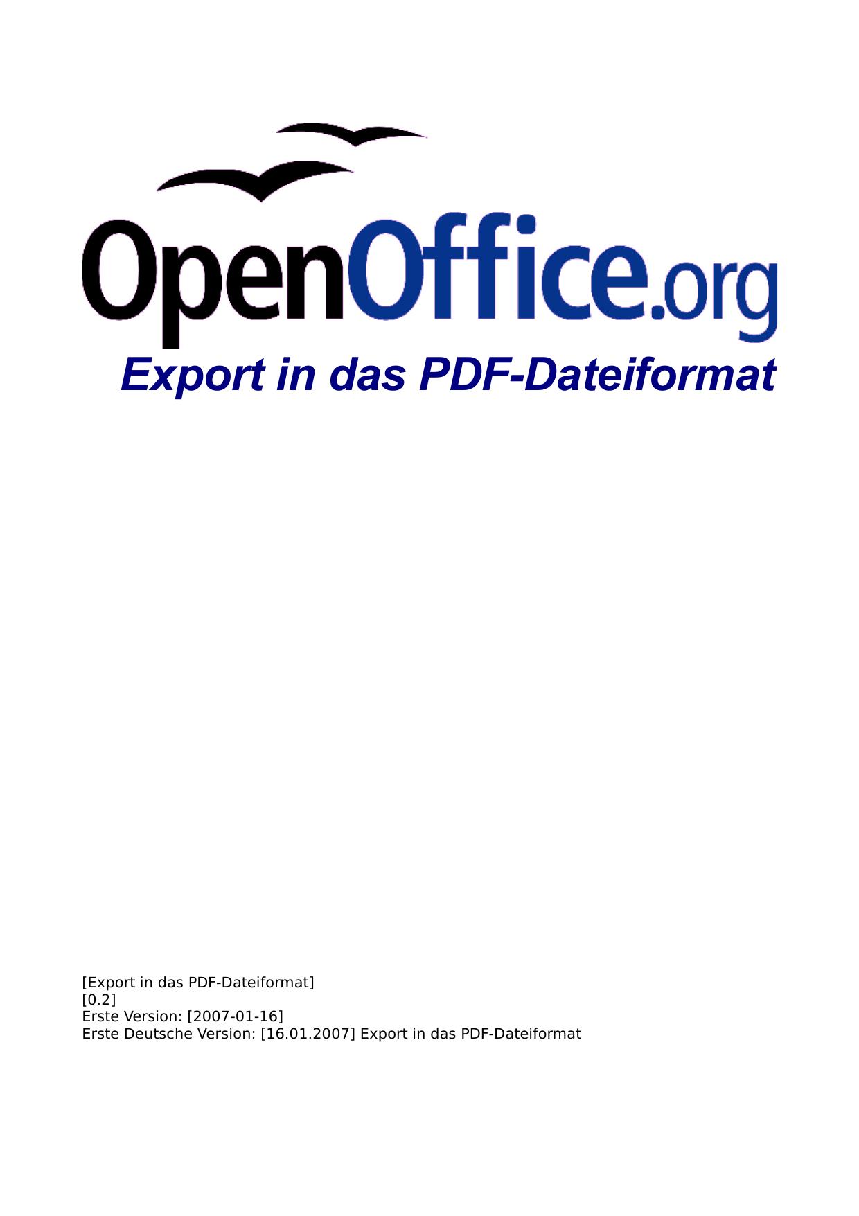 OpenOffice.org - Der Export in das PDF-Dateiformat