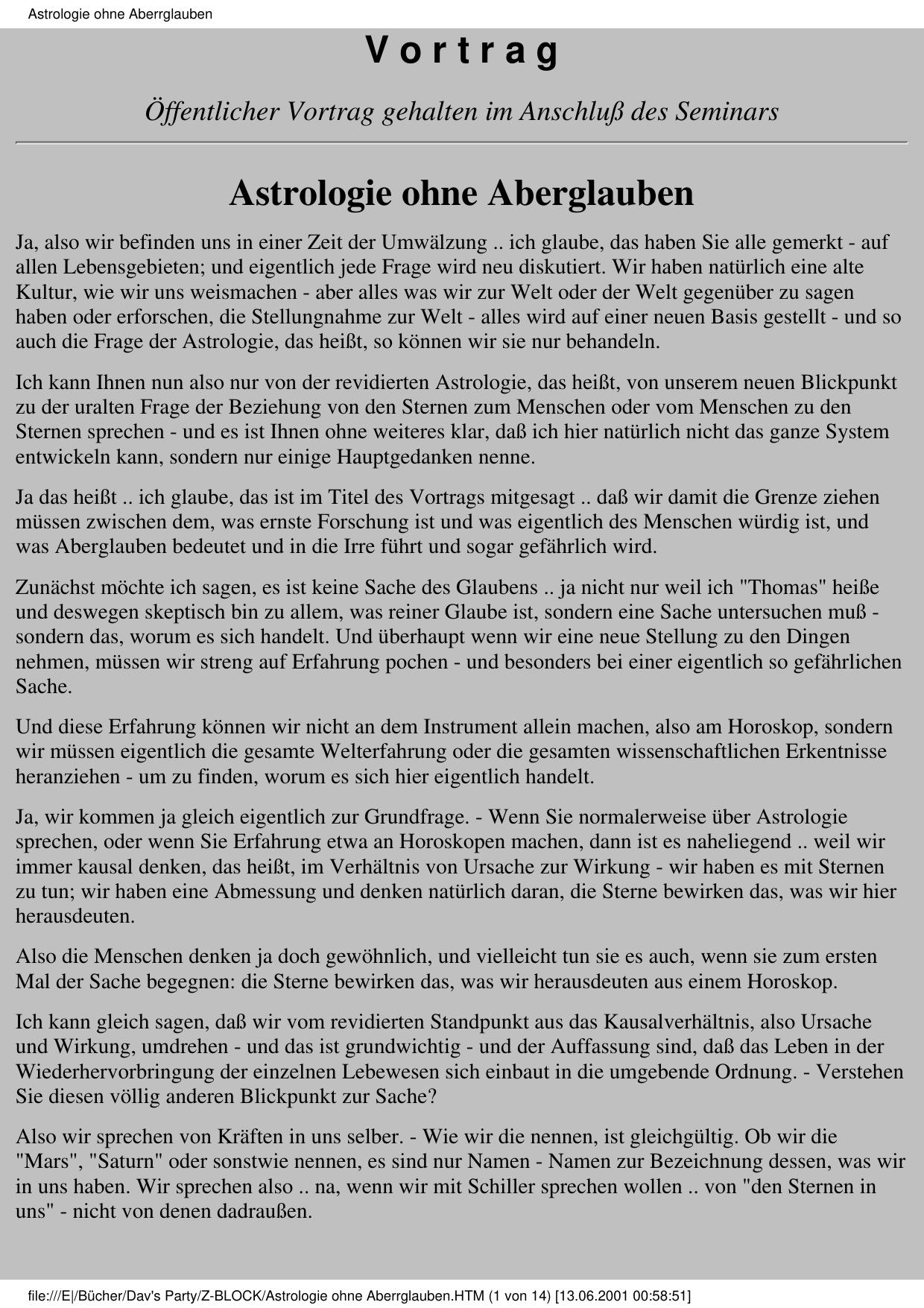 Astrologie ohne Aberrglauben
