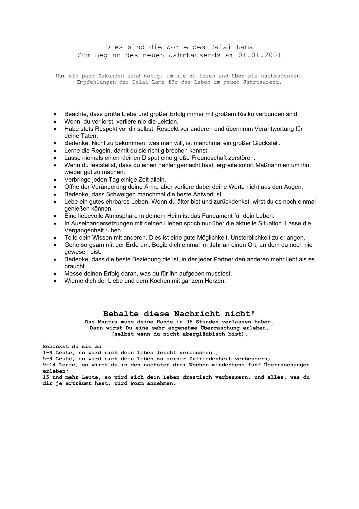 Dies sind die Worte des Dalai Lama